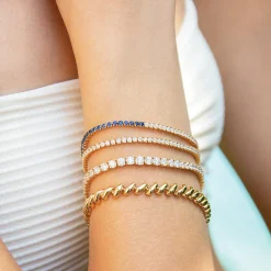 Shop DIAMOND AND BLUE SAPPHIRE HEPBURN BRACELET Diamond Link