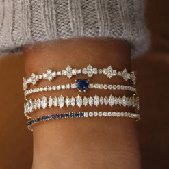 Shop DIAMOND AND BLUE SAPPHIRE HEPBURN BRACELET Diamond Link