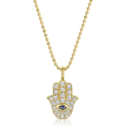 Outlet DIAMOND AND BLUE SAPPHIRE HAMSA PENDANT One Of A Kind