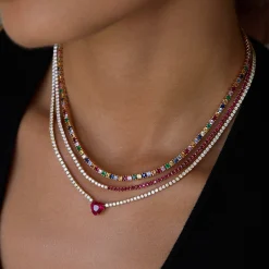 Cheap DIAMOND AND RUBY HEPBURN CHOKER 16 Chokers