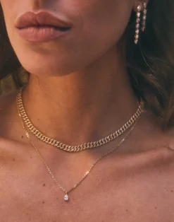 Best DIAMOND CUT ROLO CHAIN WITH PEAR DIAMOND PENDANT Pendants