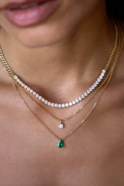 Discount DIAMOND CUT ROLO CHAIN WITH ROUND DIAMOND PENDANT Pendants