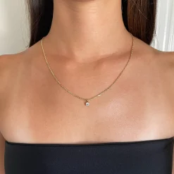 Discount DIAMOND CUT ROLO CHAIN WITH ROUND DIAMOND PENDANT Pendants