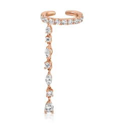 Discount DIAMOND EAR CUFF WITH PEAR, ROUND, MARQUISE DIAMOND DROP Ear Cuffs