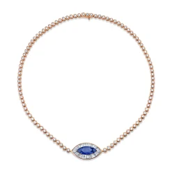 Store DIAMOND EVIL EYE CHOKER WITH BLUE SAPPHIRE EYE One Of A Kind