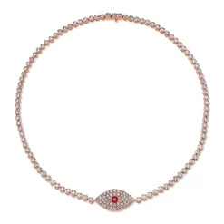 Shop DIAMOND EVIL EYE CHOKER WITH RUBY EYE Chokers