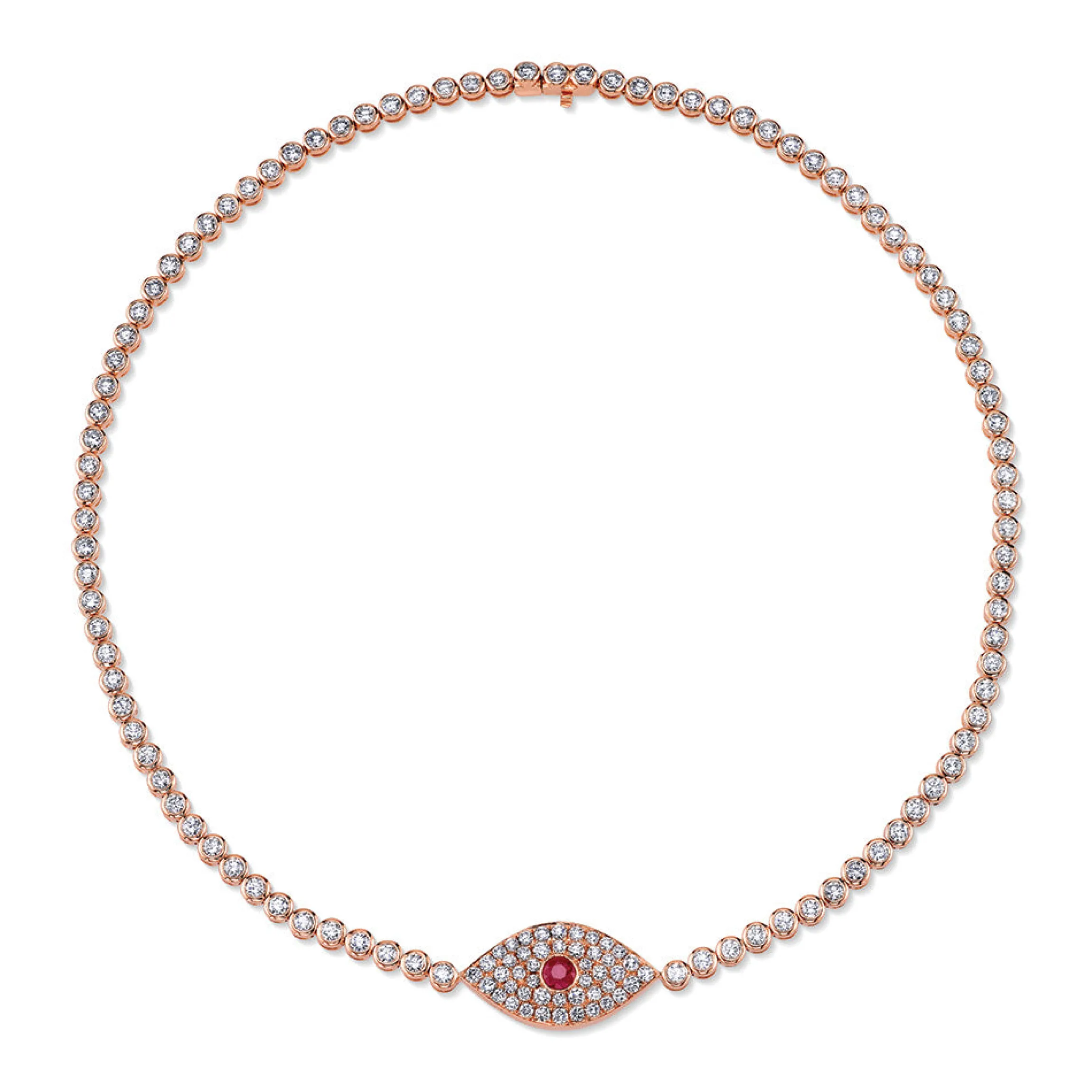 Shop DIAMOND EVIL EYE CHOKER WITH RUBY EYE Chokers