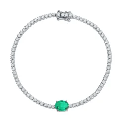 Store DIAMOND HEPBURN BRACELET WITH OVAL EMERALD CENTER One Of A Kind
