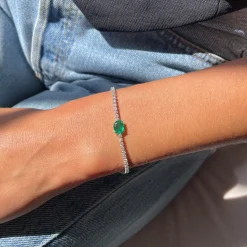 Store DIAMOND HEPBURN BRACELET WITH OVAL EMERALD CENTER One Of A Kind