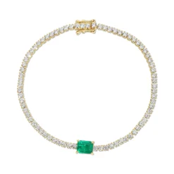 Sale DIAMOND HEPBURN BRACELET WITH EMERALD CUT EMERALD CENTER One Of A Kind