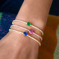 Store DIAMOND HEPBURN BRACELET WITH EMERALD CUT EMERALD CENTER One Of A Kind