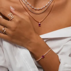 Fashion DIAMOND HEPBURN BRACELET WITH PINK SAPPHIRE CENTER One Of A Kind