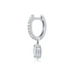 Outlet DIAMOND HUGGIE WITH BULLET SHAPED DIAMOND DROP Huggies