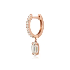 Outlet DIAMOND HUGGIE WITH BULLET SHAPED DIAMOND DROP Huggies
