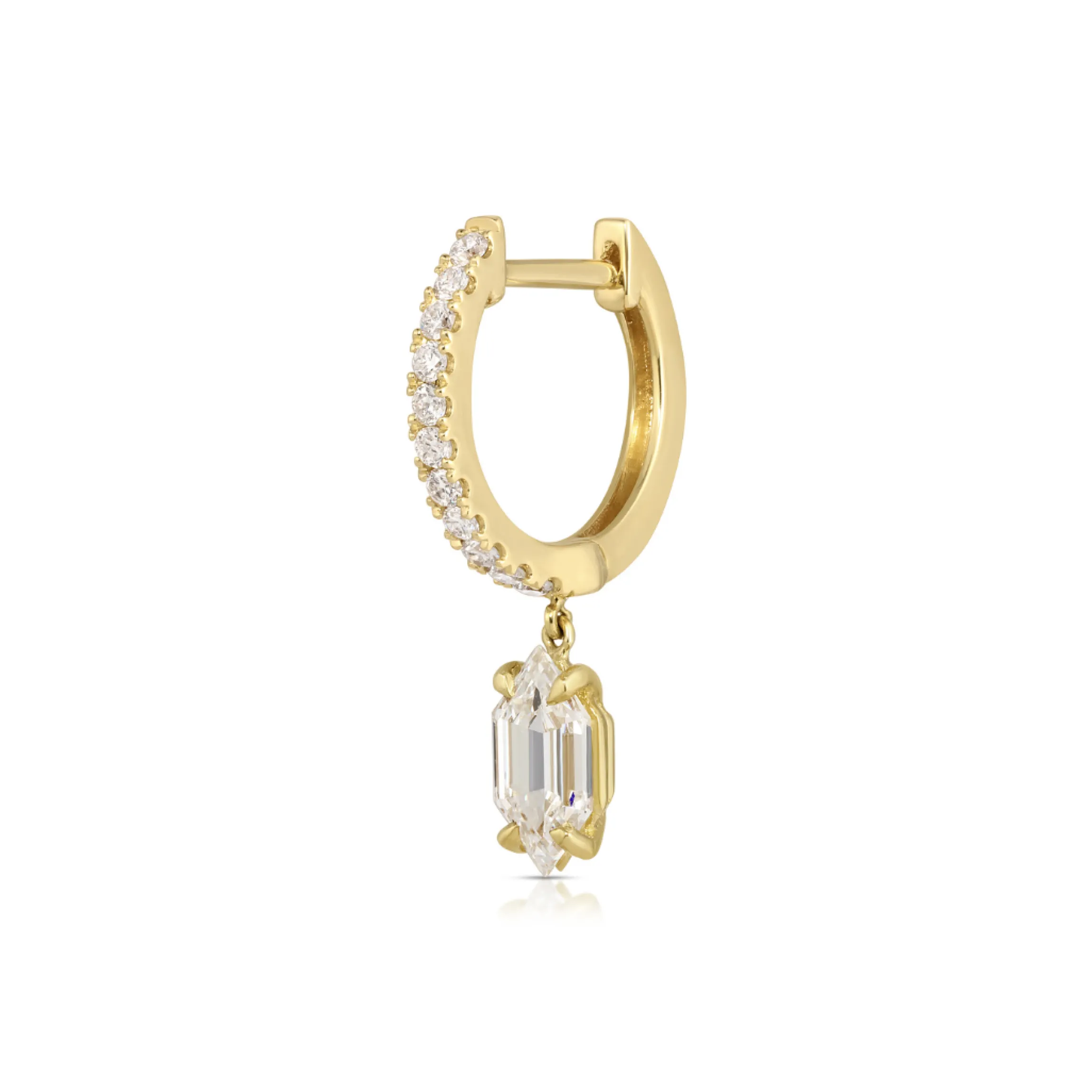 Outlet DIAMOND HUGGIE WITH BULLET SHAPED DIAMOND DROP Huggies