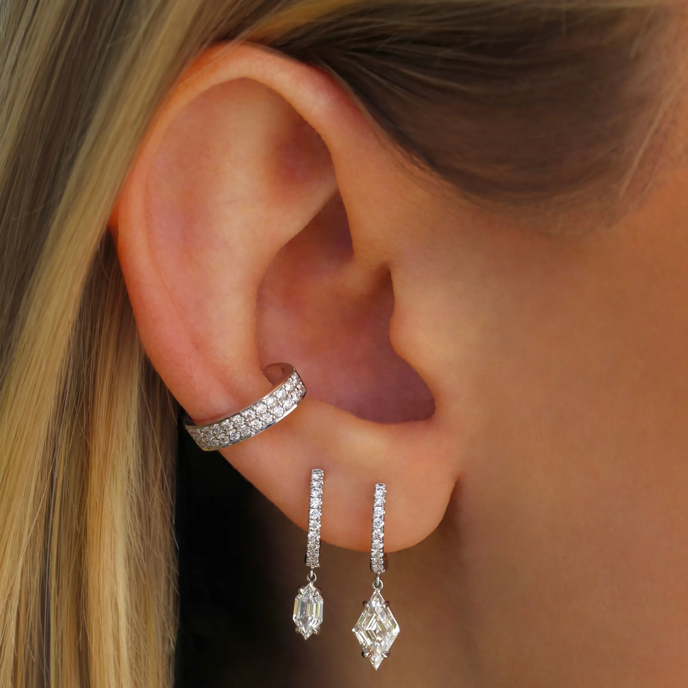 Best DIAMOND HUGGIE WITH KITE DIAMOND DROP One Of A Kind