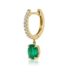 Shop DIAMOND HUGGIE WITH OVAL COLOMBIAN EMERALD .31 Huggies