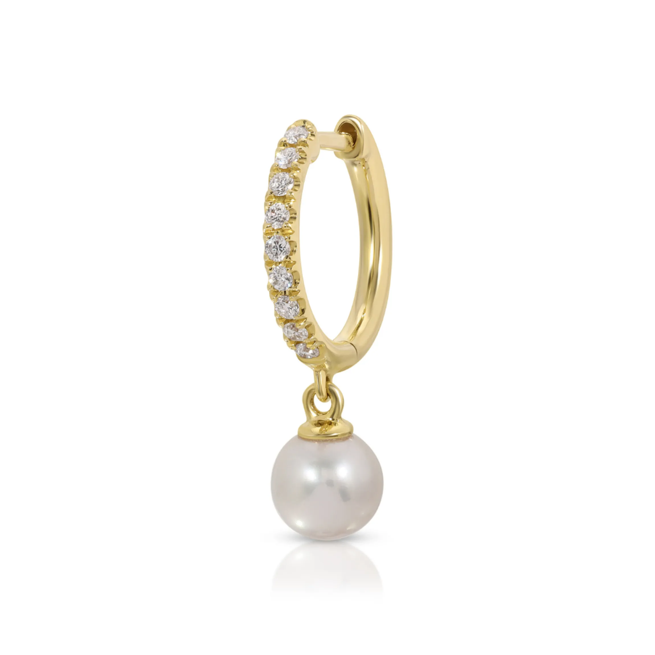 Best DIAMOND HUGGIE WITH PEARL DROP Huggies