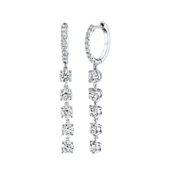 Store DIAMOND HUGGIES WITH FIVE ROUND DIAMOND DROPS Huggies
