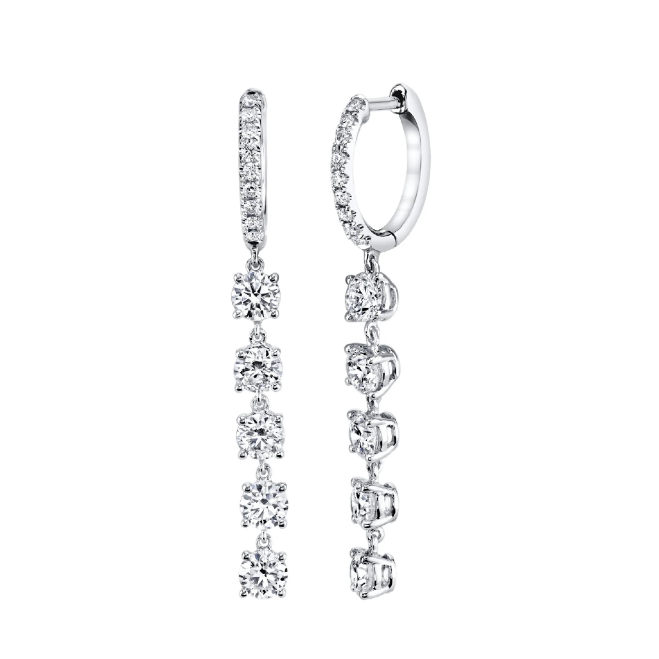 Store DIAMOND HUGGIES WITH FIVE ROUND DIAMOND DROPS Huggies