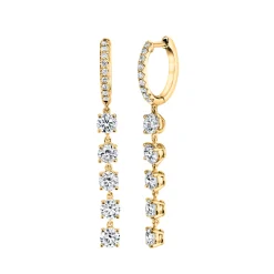 Store DIAMOND HUGGIES WITH FIVE ROUND DIAMOND DROPS Huggies