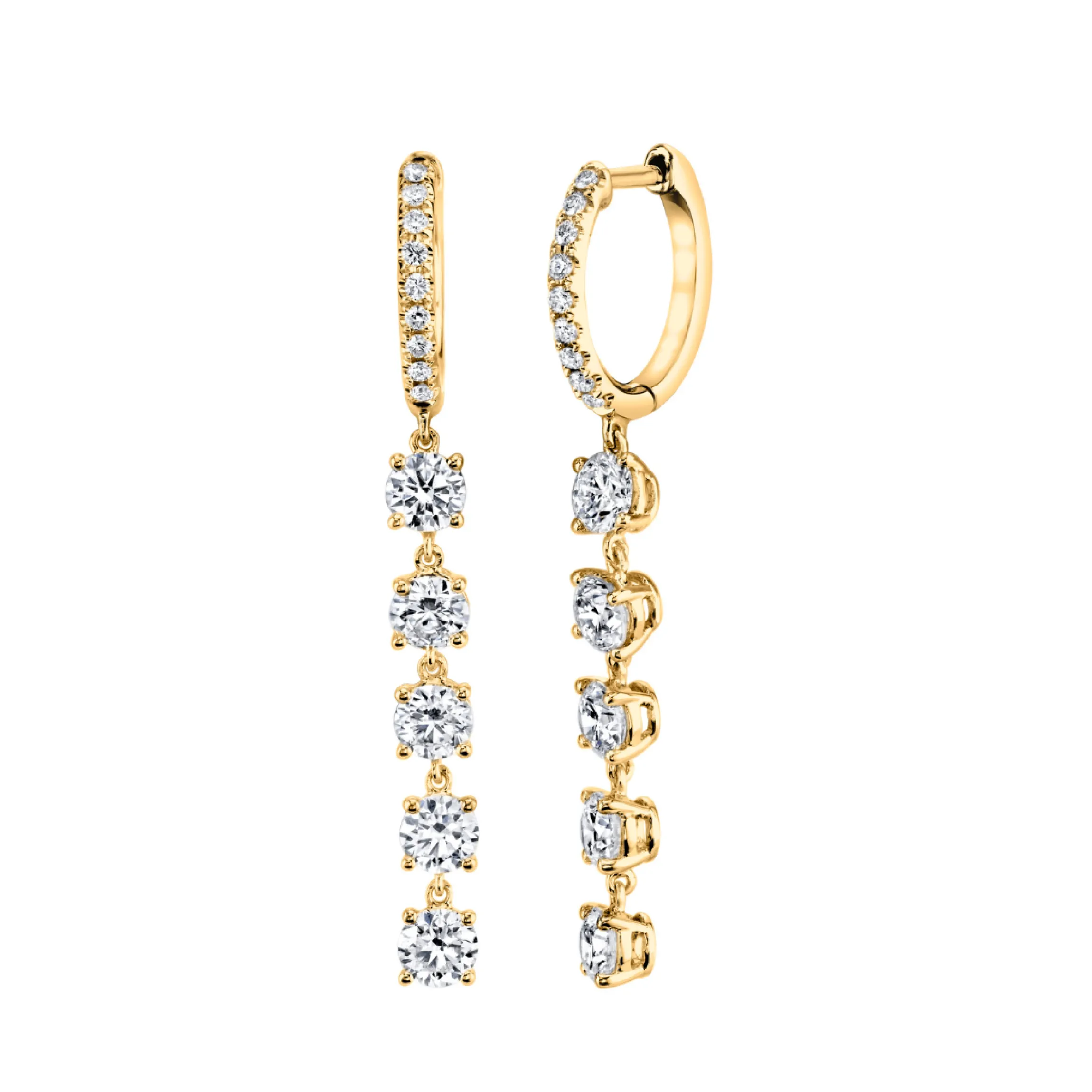 Store DIAMOND HUGGIES WITH FIVE ROUND DIAMOND DROPS Huggies