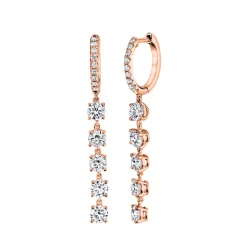 Store DIAMOND HUGGIES WITH FIVE ROUND DIAMOND DROPS Huggies