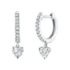 Cheap DIAMOND HUGGIES WITH HEART DIAMOND DROPS Huggies