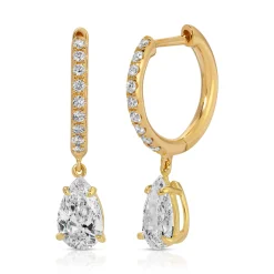 Cheap DIAMOND HUGGIES WITH LARGE PEAR DIAMOND DROP Huggies