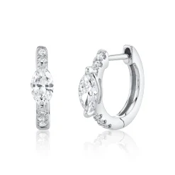 Flash Sale DIAMOND HUGGIES WITH MARQUISE DIAMOND CENTER Huggies