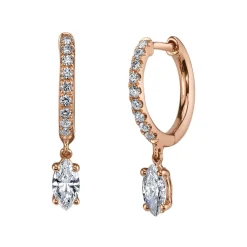 Best Sale DIAMOND HUGGIES WITH MARQUISE DIAMOND DROP Huggies