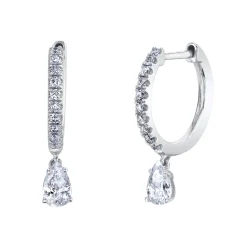 Outlet DIAMOND HUGGIES WITH PEAR DIAMOND DROP Huggies