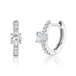 Shop DIAMOND HUGGIES WITH ROUND DIAMOND CENTER Huggies