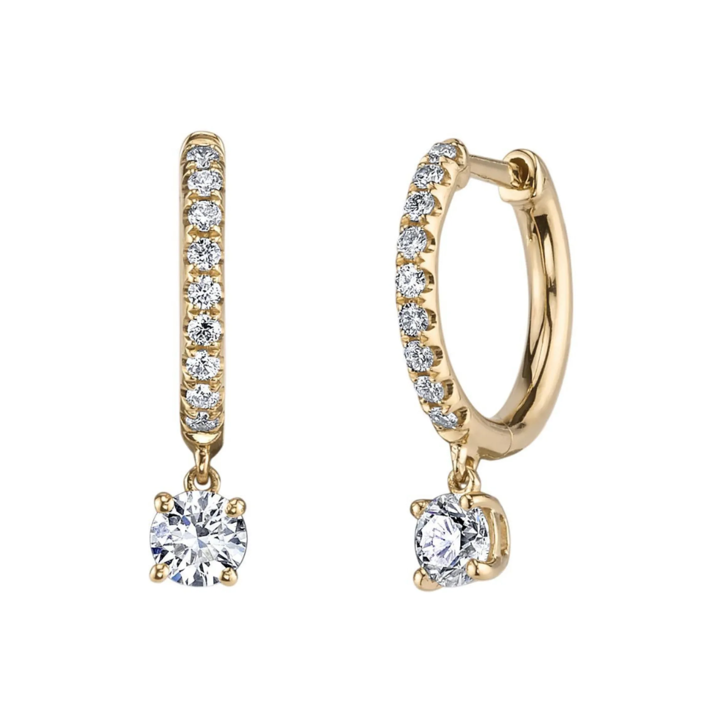 Online DIAMOND HUGGIES WITH ROUND DIAMOND DROPS Huggies