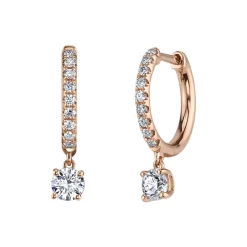 Online DIAMOND HUGGIES WITH ROUND DIAMOND DROPS Huggies