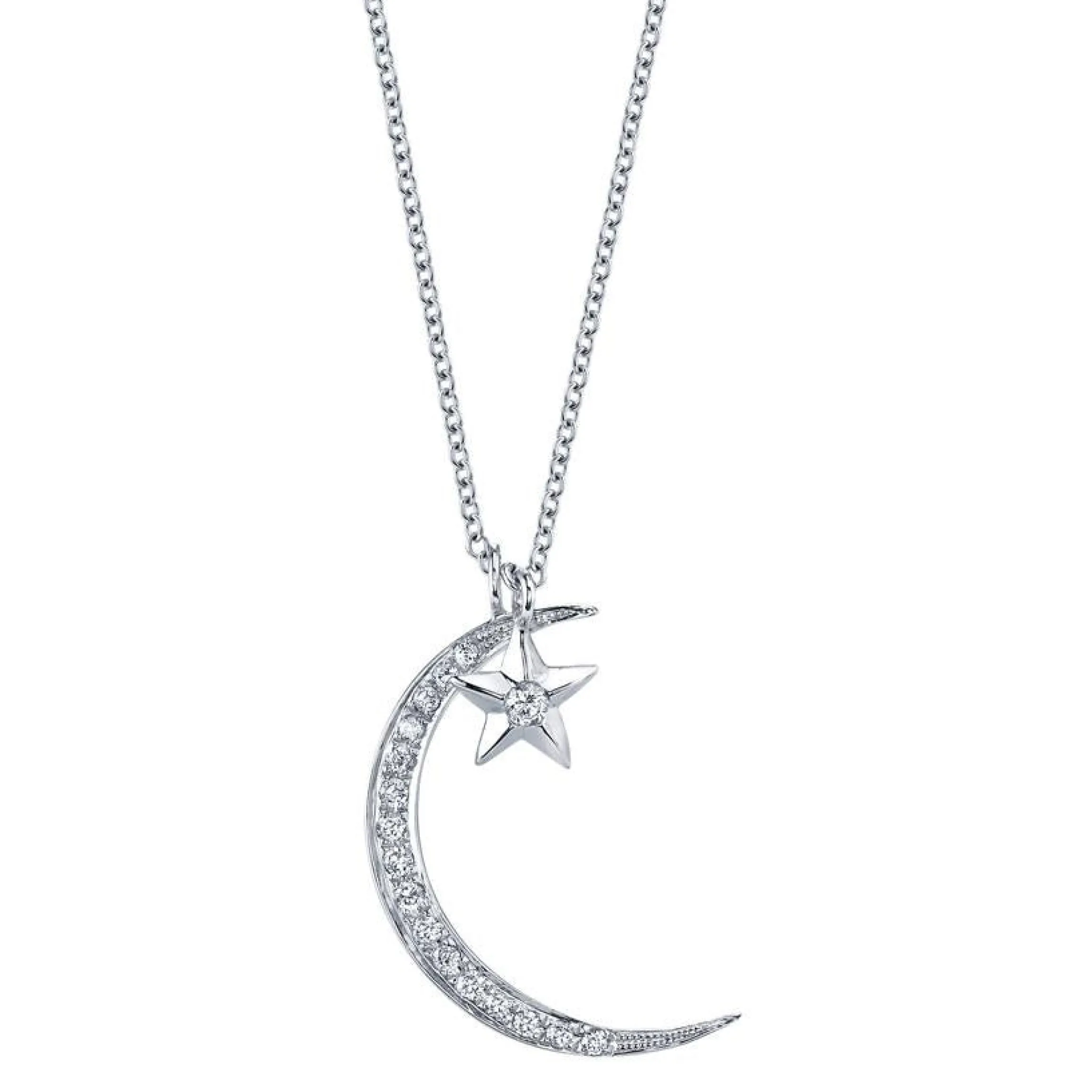 Hot DIAMOND MOON AND STAR NECKLACE Pendants