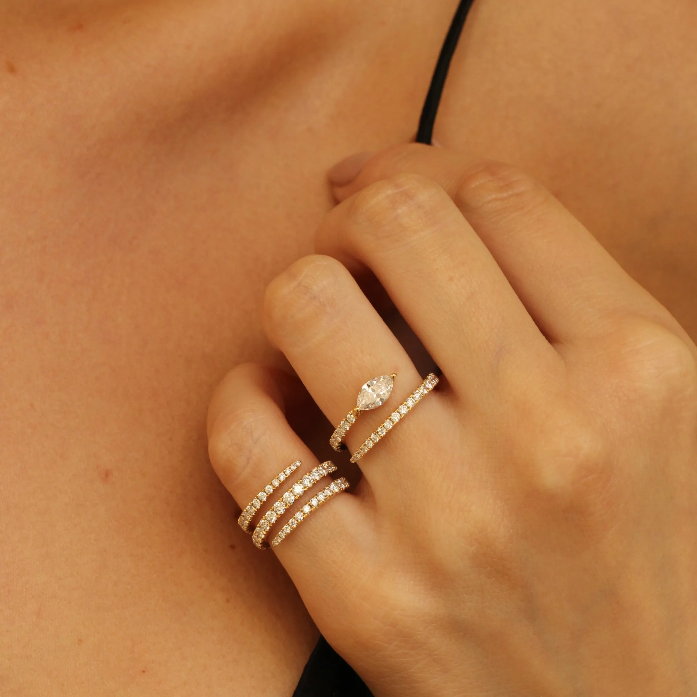 Hot DIAMOND PINKY COIL RING Pinky|Coil