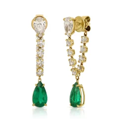 Cheap EMERALD AND DIAMOND OLIVIA EARRINGS One Of A Kind