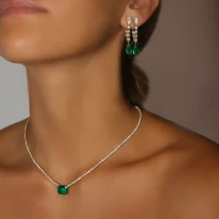 Cheap EMERALD AND DIAMOND OLIVIA EARRINGS One Of A Kind