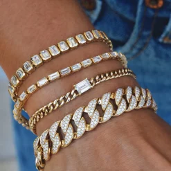 Discount EMERALD CUT BEZEL DIAMOND BRACELET Diamond Link