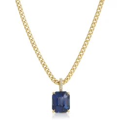 Store EMERALD CUT BLUE SAPPHIRE PENDANT One Of A Kind