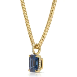Store EMERALD CUT BLUE SAPPHIRE PENDANT One Of A Kind