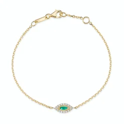 Cheap EMERALD EVIL EYE CHAIN BRACELET Chain Link