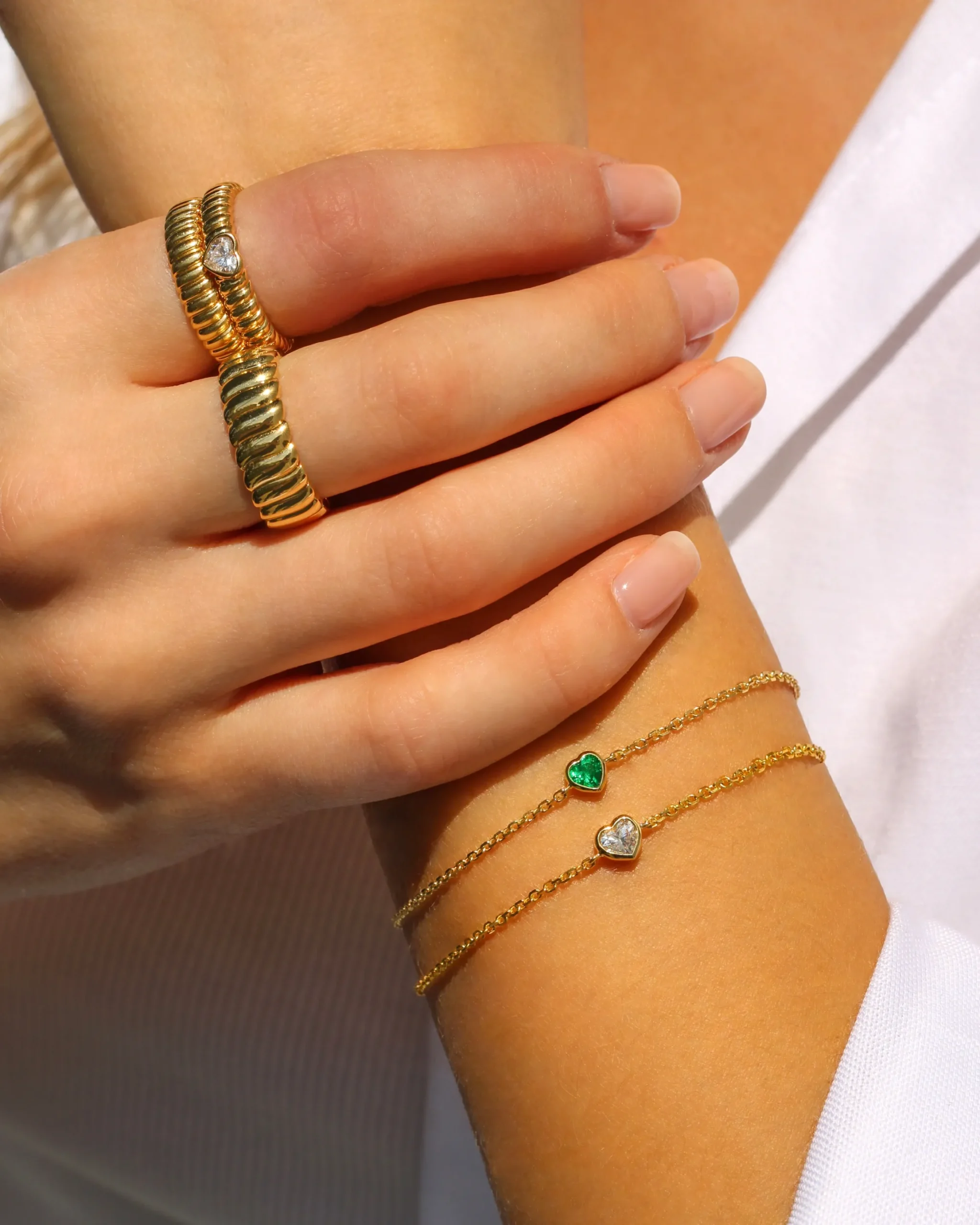 Clearance EMERALD HEART CHAIN BRACELET Chain Link