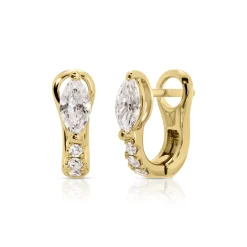 Flash Sale FLAT PAVE DIAMOND HUGGIES WITH MARQUISE DIAMONDS Huggies