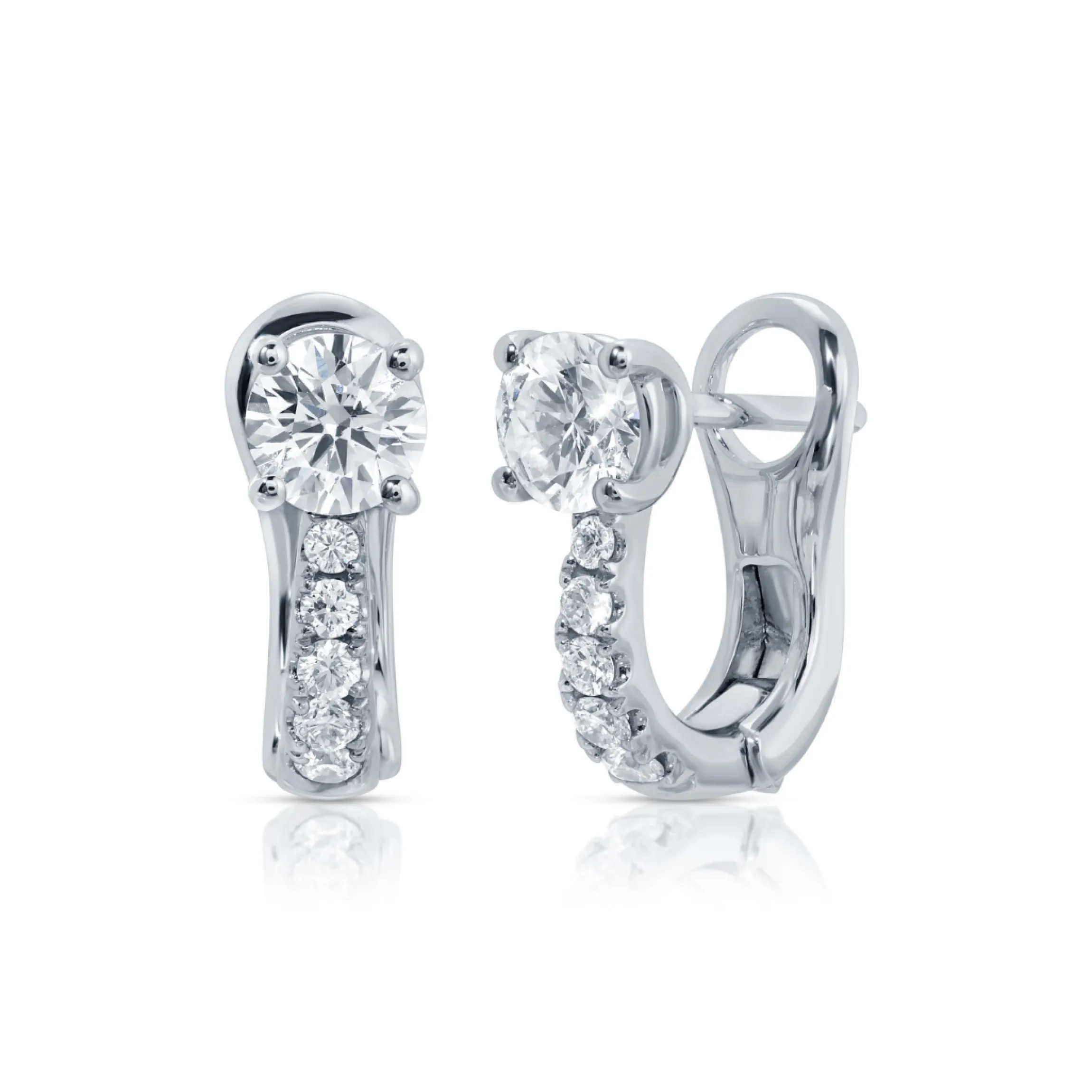 Cheap FLAT PAVE DIAMOND HUGGIES WITH ROUND DIAMONDS Huggies