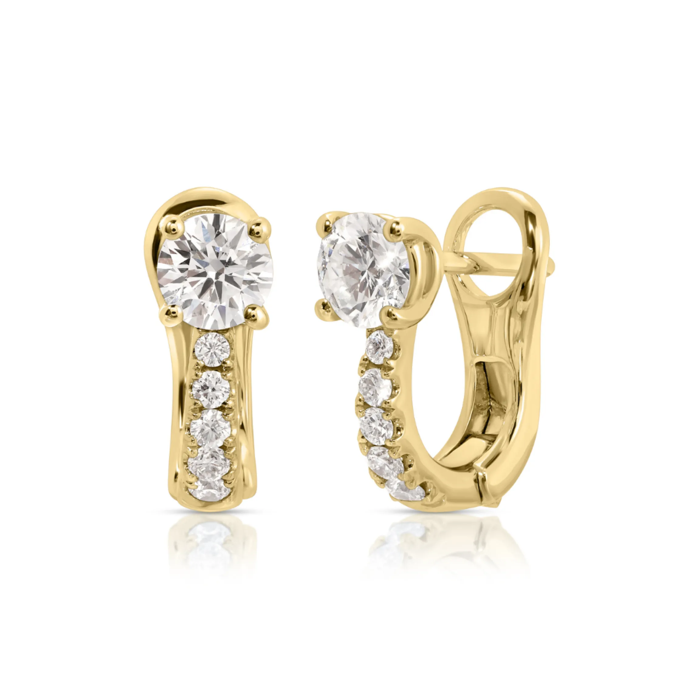 Cheap FLAT PAVE DIAMOND HUGGIES WITH ROUND DIAMONDS Huggies