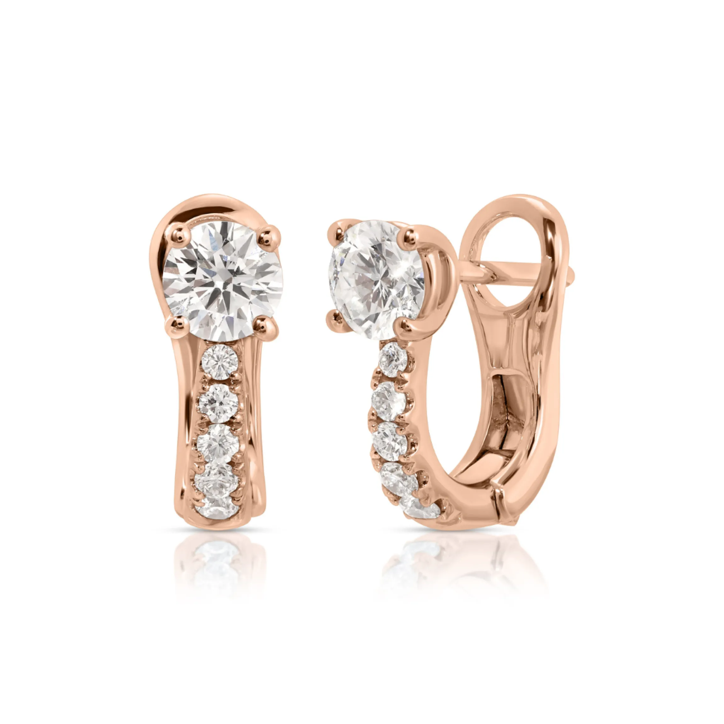 Cheap FLAT PAVE DIAMOND HUGGIES WITH ROUND DIAMONDS Huggies