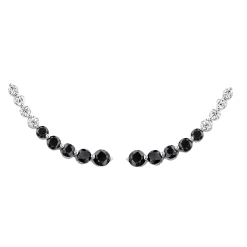 Cheap FLOATING DIAMOND AND BLACK DIAMOND EARRING Floating
