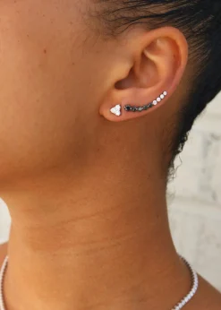 Cheap FLOATING DIAMOND AND BLACK DIAMOND EARRING Floating